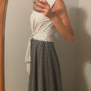 Black and white shin length dress